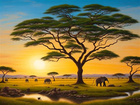  “The Watering Hole”：Vibrant Brushstrokes and Evocative Landscape Painting